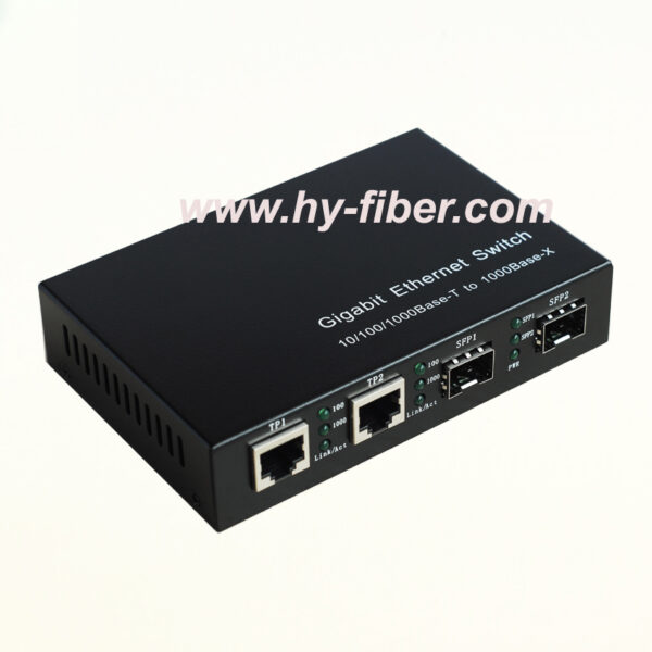 4 Port Gigabit Ethernet Fiber Switch 2 SFP and 2 RJ45