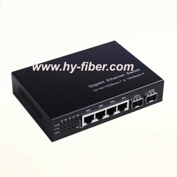 6 Port Gigabit Ethernet Switch Dual Fiber 1310nm 20km 2 SFP and 4 RJ45
