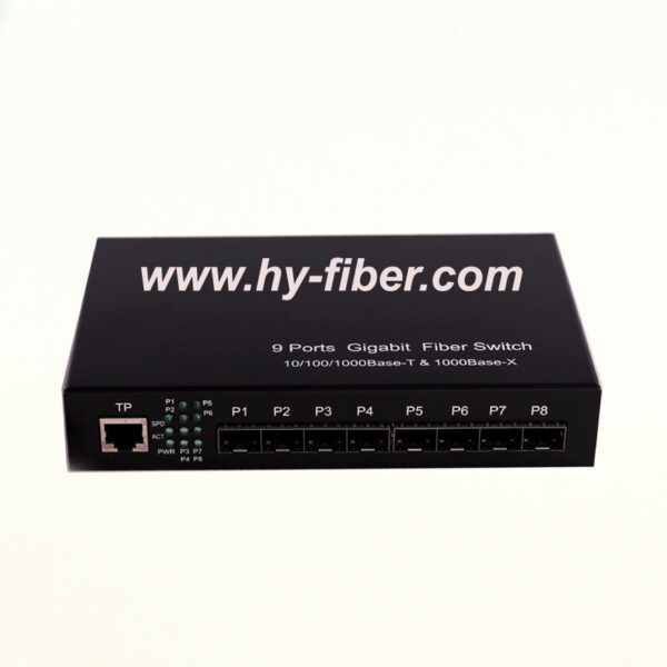 9 Port Gigabit Ethernet Switch Dual Fiber 1310nm 20km 8 SFP and 1 RJ45
